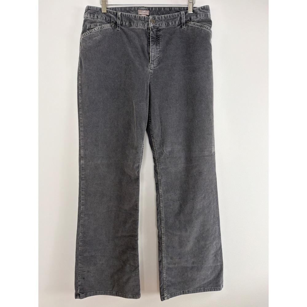 J. Jill Corduroy Pants Size 14 Gray Stretch Straight Leg Casual Dark Academia